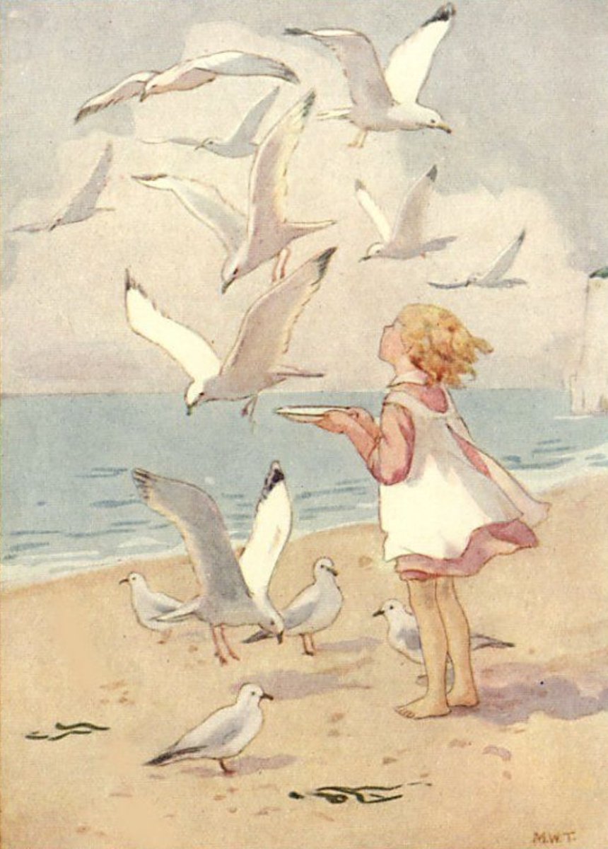 When the Little Girl was younger still & taken to the beach for sea air, she liked to feed the gulls. This was frowned upon, but she didn't care, she longed to hear their tales of the great Atlantic rollers, of bottles of brandy in dark caves, of wild cliffs where no human went.