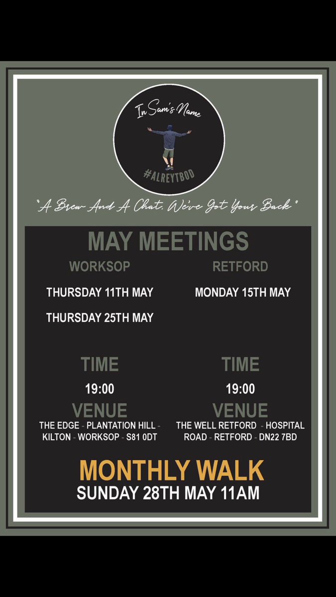 InSamsname1's tweet photo. We have our first Worksop meeting for this month taking place tonight, information about the meeting is on the poster below.

If your wanting to make a change in your life why not come and join up with  the group.

#mentalhealth #support #alreytbod #group #bassetlaw https://t.co/SQzRdERT1p