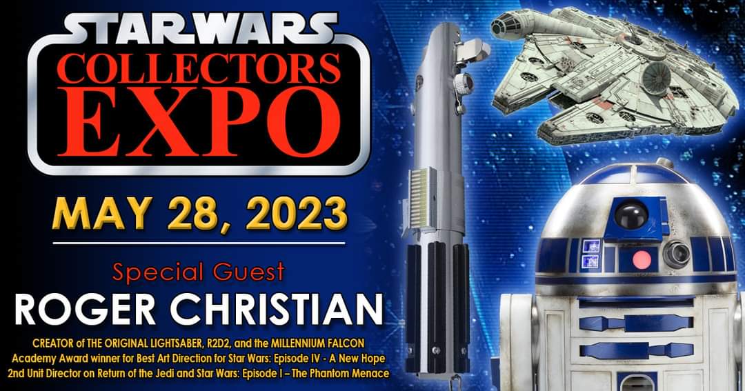 StarWarsExpo's tweet photo. 💥#StarWarsExpo is very happy to welcome Oscar winner #RogerChristian to #StarWarsCollectorsExpo 2023.

☑️Roger is the creator of the original #Lightsaber, #R2D2 &amp; the #MillenniumFalcon.
✅He is an Academy Award winner for Best Art Direction for #StarWars: #EpisodeIV – #ANewHope https://t.co/sugB9Xh8Q4
