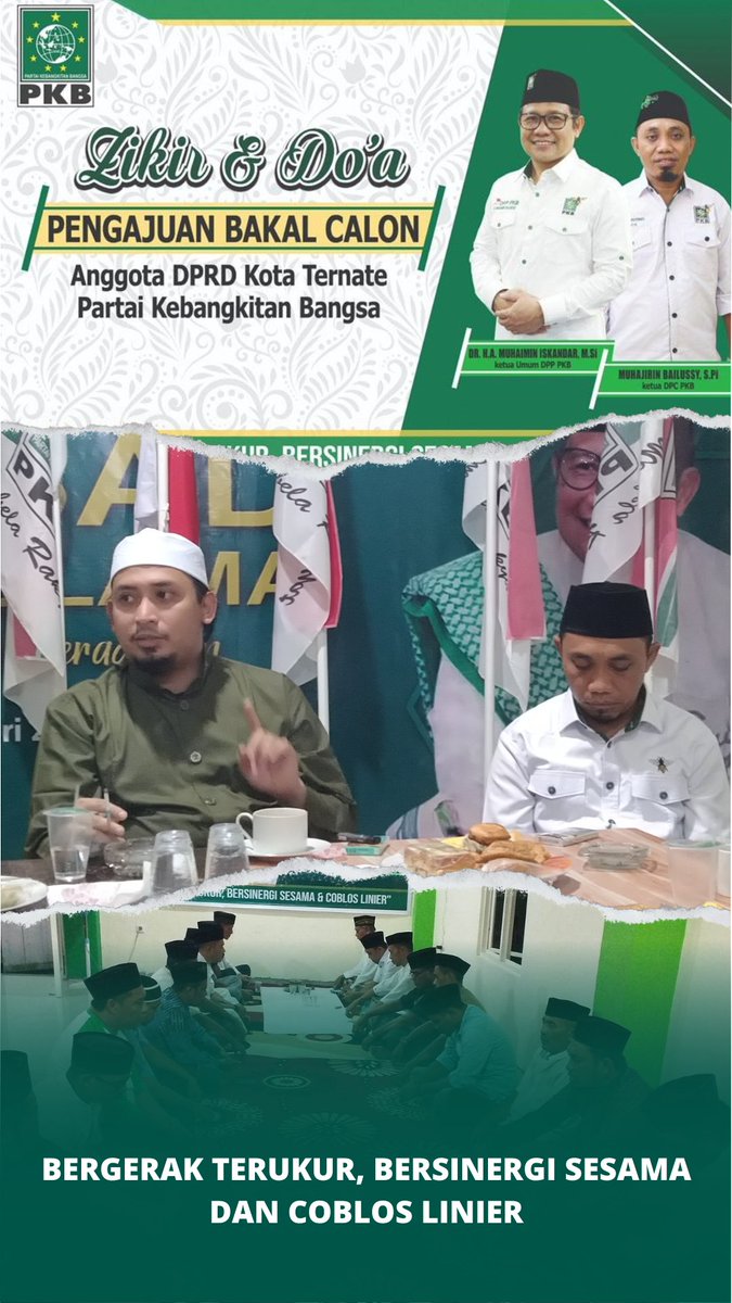 DPCPKBTernate's tweet image. DPC PKB KOTA TERNATE bersama HABIB ZAKY
Melaksanakan Zikir dan Doa demi kelancaran pengajuan bakal calon anggota DPRD Kota Ternate.
semoga seluruh proses pendaftaran diridhoi dan dirahmati Allah SWT. aamiin..
.
.
.
#1pkb #2mb #membelayangbenar #zikirdandoa #habibzaky