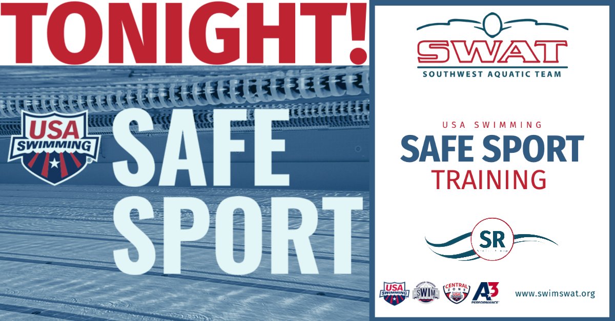 swimswat_WI's tweet photo. A reminder that SWAT's SR 'SAFE SPORT' training is this evening. Practice 5:00-6:30pm. Then πand 'Safe Sport' education. Ends at 8:00pm.
https://t.co/KUkh03uY12
GO SWAT! #usaswimming #wisconsinswimming #centralzoneswimming #safesport #a3performance #swim #joinswat https://t.co/QG708MLGko