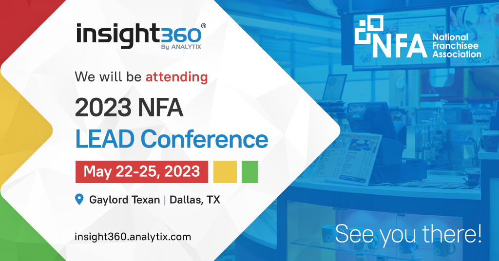 analytixsoln's tweet photo. Are you ready to unlock the full business potential of your Multi-Unit Restaurants? If so, look no further than Insight360! Visit us at the 2023 NFA Lead Conference, May 22-25, to learn more about it!
#analytixsolutions #Insight360 #restaurant #nfa #franchiseeassociation https://t.co/VVH5oel1tK