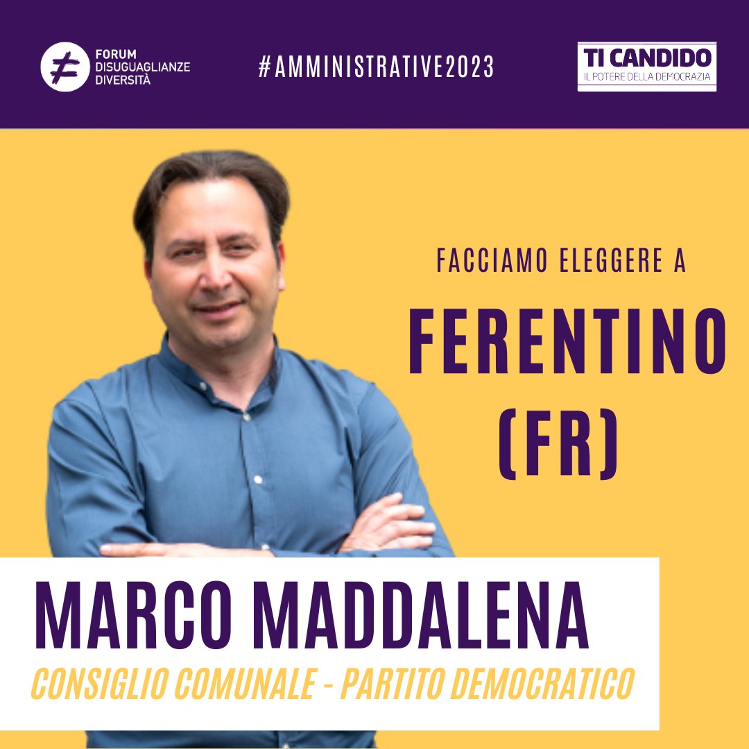 Marco Maddalena, candidato per il consiglio comunale di Ferentino (FR),vuole “continuare a dare voce a istanze sociali ed ecologiste incontrate negli anni e costruire una città dove la riconversione ambientale sia socialmente desiderabile".Sostieni Marco👇
bit.ly/FacciamoElegge…