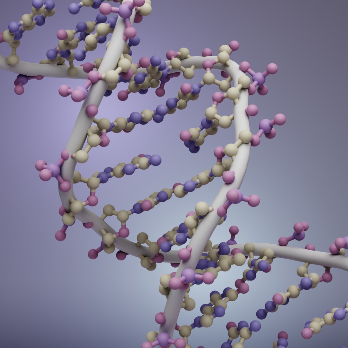 DNA in candy colors using #MolecularNodes by @bradyajohnston in Blender. DNA structure from PDBid 4ztu. 

#b3d #sciart @KumpulaPhysics