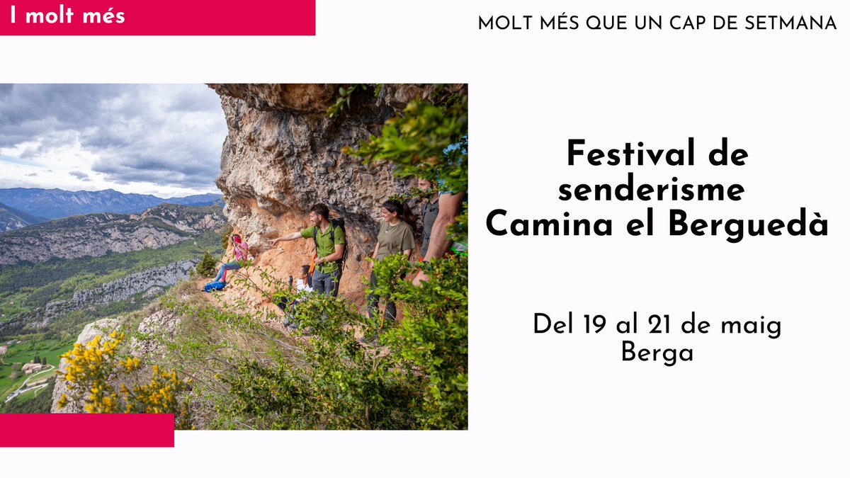 BCNmoltmes's tweet photo. @CostaBcnMaresme @Renfe Del 19 al 21 de maig, endinsa’t en la comarca del Berguedà amb el festival de senderisme Camina el Berguedà! 🚶🌿

Més informació https://t.co/l7O4gkRCja
@berguedaturisme @fsendpirineus https://t.co/ANEiz0IH7i