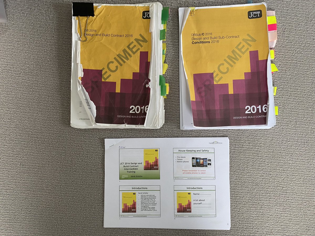 PeridotInt's tweet photo. Midway thruβ a series of F2F NEC & JCT workshops #contract #management #projectmanagement #training #learning #personaldevelopment Little glimpse of #Training_Materials and dog-eared copies of contracts. The series is run by Co-Founders Sarah (@sarahschutte1 ) & John #PeridotInt https://t.co/tSetsz1CB0