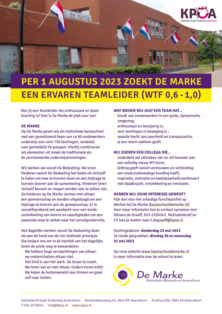 De Marke zoekt per 1 augustus een ervaren teamleider