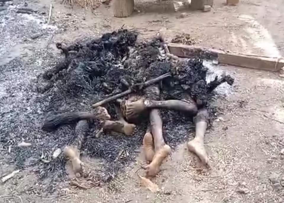 MayWongST's tweet photo. GRAPHIC WARNING: As @ASEAN leaders conclude regional meeting by sticking to 5-point plan for #Myanmar #coup crisis, @Khithitofficial reported #military killed/burned some 20 people including 7 children in Htantabin township in #Bago region #WhatsHappeninglnMyanmar https://t.co/pgmHsyaW5P
