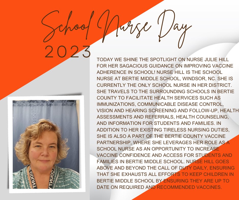 ShauvonSWright's tweet photo. Happy #SchoolNurseDay . Let's celebrate #nurse Julie Hill @BCoSchools #SND2023 https://t.co/q2o0dF4WIz