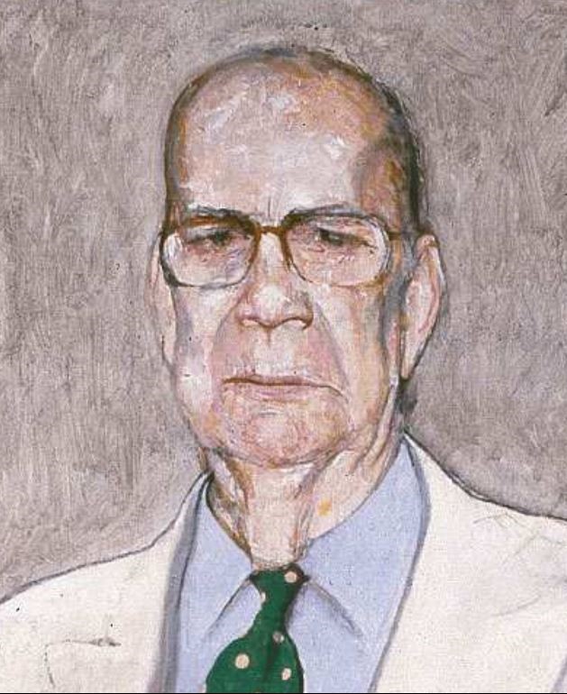 #TalDíaComoHoy en 1916 nació Camilo José Cela, escritor y académico español, Premio Nobel de Literatura en 1989 y Premio Cervantes en 1995. En la galería de retratos de los Premios Cervantes de la BNE, encontramos el retrato que le realizó el pintor Matías Quetglás.