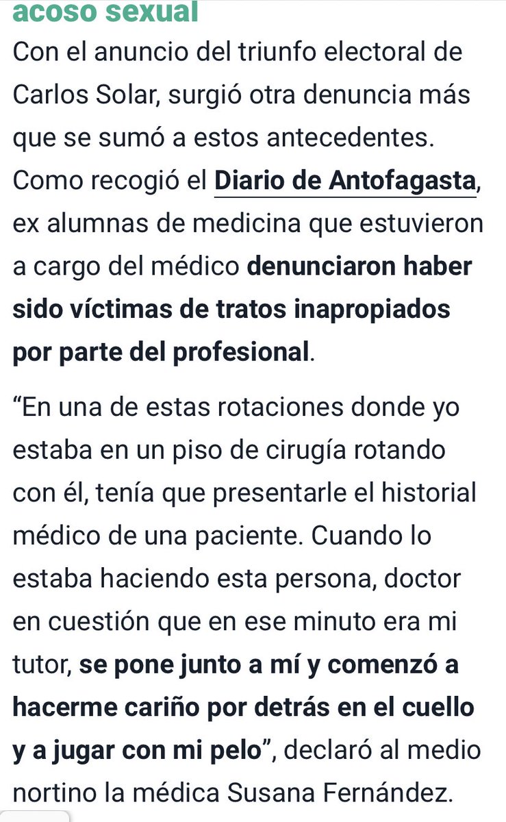 hernan_sr's tweet photo. El médico republicano de Antofagasta elegido para ser consejero, Carlos Solar, tiene 3 acusaciones  graves, una investigación de #meganoticias lo confirma: 
🔴 Manejando a exceso de velocidad lo toman preso e insulta a carabineros
🔴Como médico no le avisó a paciente que cirugia estaba dentro del GES y el paciente tuvo que costear todo. 
🔴Acoso sexual a colegas: " Se pone junto a mi y comenzó a hacerme cariño junto al cuello y a jugar con mi pelo"