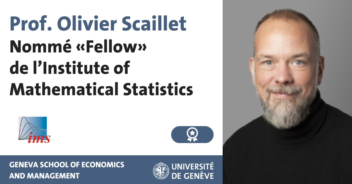 UNIGEnews's tweet photo. Professeur à la Faculté d’économie et de management #GSEM et au Swiss Finance Institute, Olivier Scaillet a été nommé «Fellow» de @InstMathStat pour ses contributions dans le domaine de l’#économétrie.
Plus d'infos: https://t.co/vEaBfvI9nb https://t.co/Pu8dR3xHqp