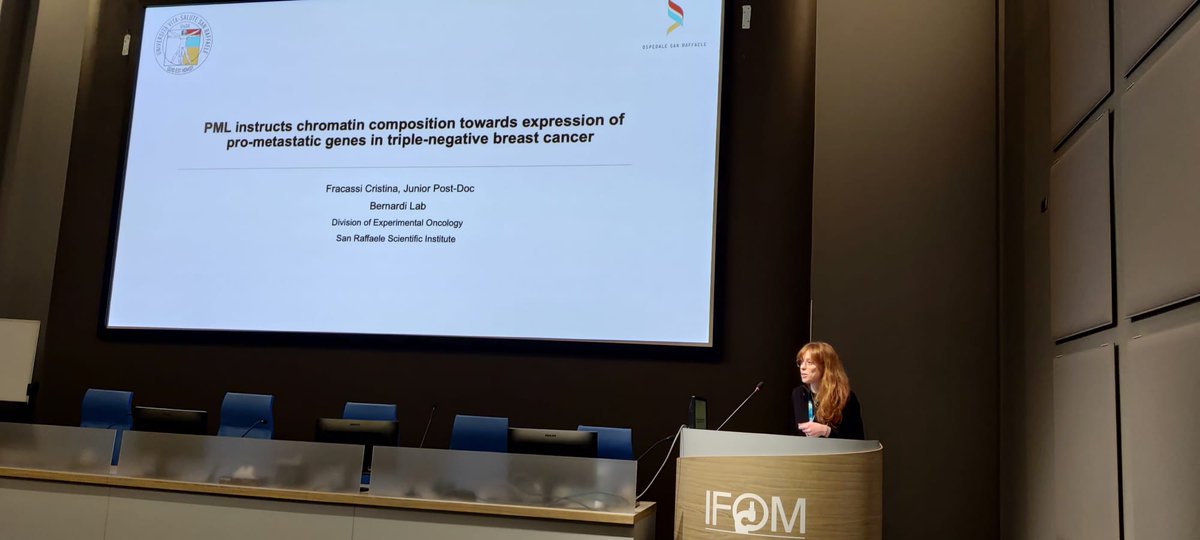 Hi PADs!

Cristina Fracassi talking about "PML instructs chromatin composition towards expression of pro-metastatic genes in triple-negative breast cancer" at <a href="/IFOMresearch/">IFOM</a> 

#4dgenomics