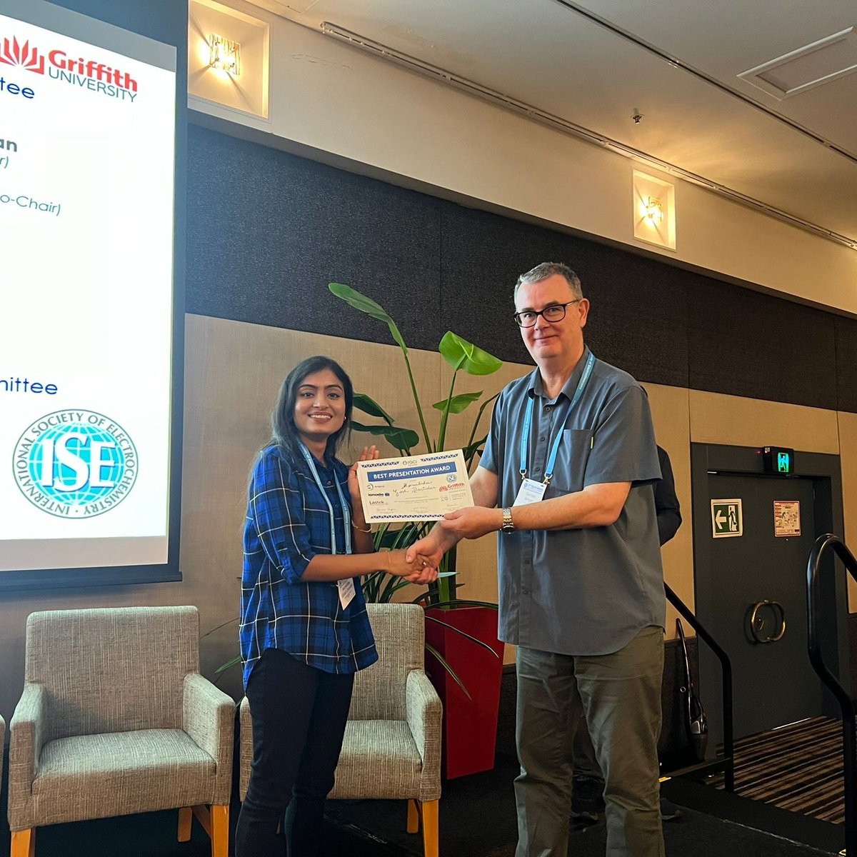 Monalisha_GD's tweet photo. Eternally grateful to be able to present my work at #35ISE topical meeting & being recognized with the best presentation award. Thanks to @Krish_Muru & @TricoliAntonio for supporting. Thanks to the organizers, judges, @debbiesilvester, & @arri_aus for the award and travel grant😊 https://t.co/zYeIL1009t