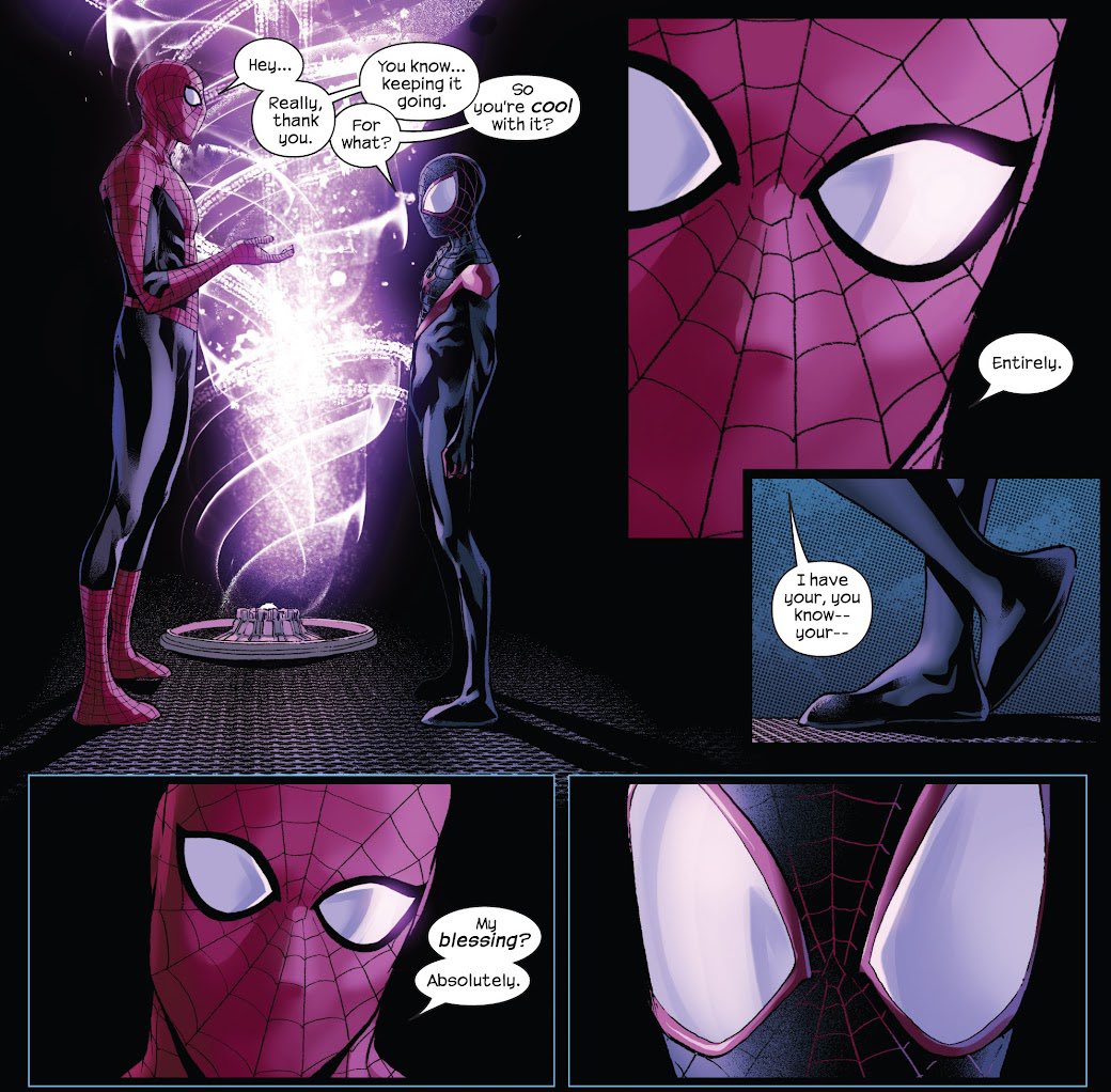 RT @EARTH_1610_616: Reminder that 616 AND Ultimate Peter both gave their blessing to Miles to be Spider-Man https://t.co/SQIr0AuC3W