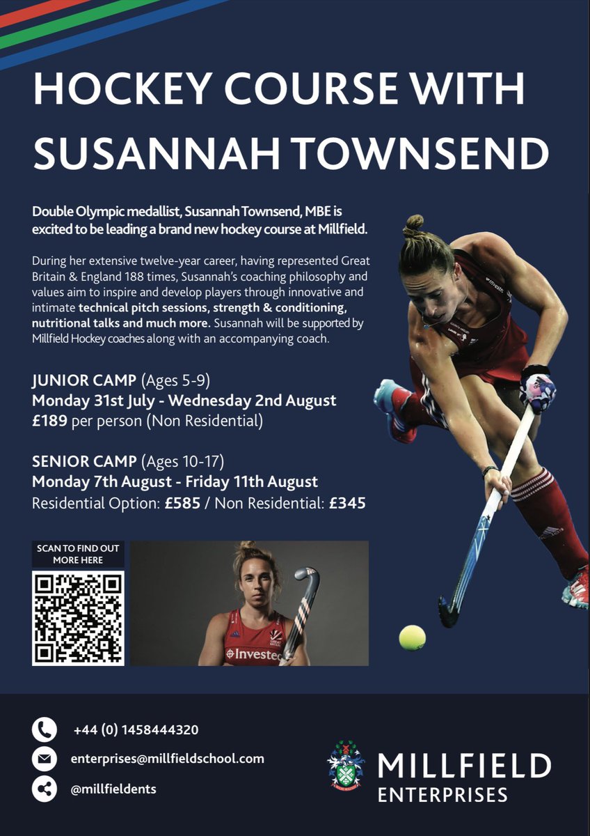 Brand new hockey camp this Summer with double Olympian Susannah Townsend! Go ahead and book via our Enterprises website! <a href="/MillfieldSport/">MillfieldSport</a> @MillfieldEnts <a href="/MillfieldSenior/">Millfield School</a> <a href="/MillfieldPrep/">Millfield Prep</a> <a href="/MPS_Sport/">Millfield Prep Sport</a>