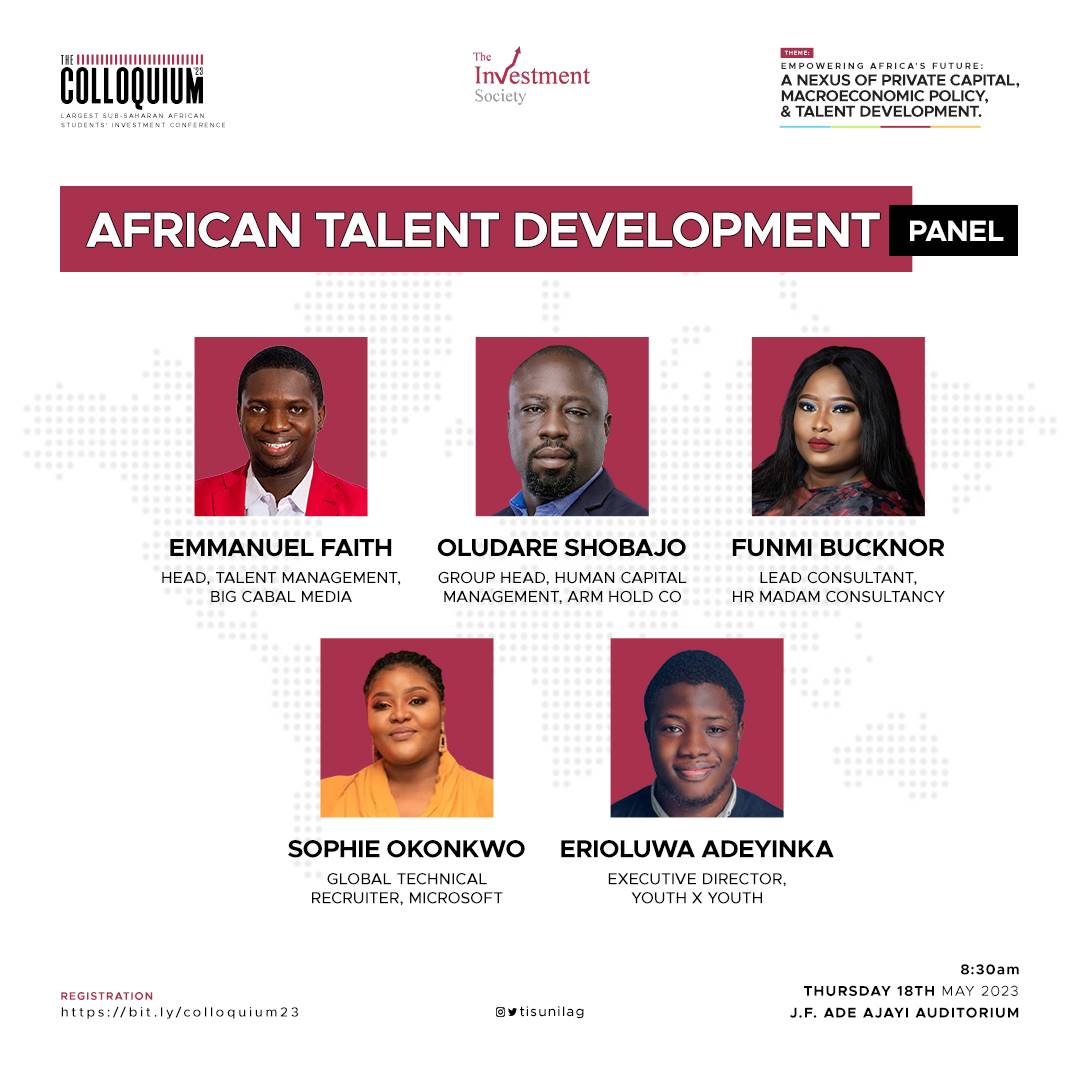 PANEL 3 REVEAL 🥁🥁

On our AFRICAN TALENT DEVELOPMENT Panel, we have the fantastic 5 🔥🔥
Follow the thread to know more about each panelist >>>

Reserve your seat today
🔗bit.ly/colloquium23

#TheColloquium2023 #financeconference #africandevelopment #HumanResources