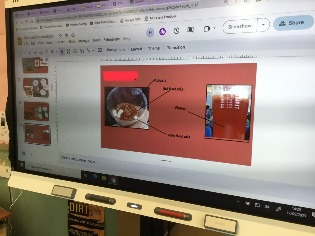 P7 have been learning all about blood and the circulatory system for our topic of “our healthy world”. Today we made our own version of blood then uploaded pictures of them to collaborative slides and labelled each of the parts 🩸🩸🩸