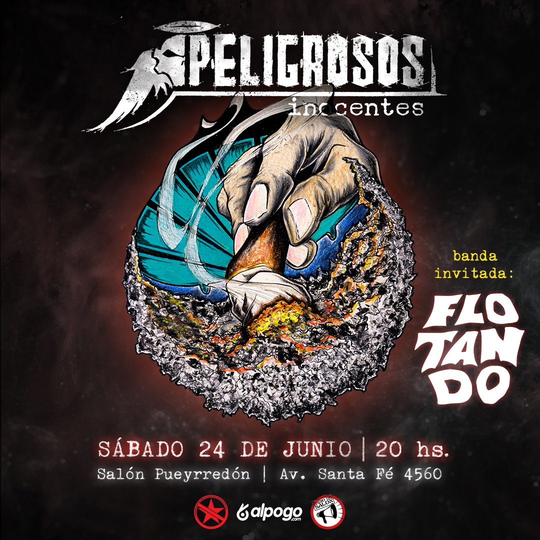 ☣️ Sigue "GIRA PLAGA" y no te la podes perder!
☢️ El sábado 24 de junio en el mitico <a href="/salonpueyrredon/">Salón Pueyrredón</a>
⚠️ PRÓXIMAMENTE  entradas a la venta en alpogo
🔥De vez en cuando me siento a esperar 
porque esperarte necesito 
que vuelvas silbando la vieja canción🔥
#Peligrosos
#Plaga
#Rock