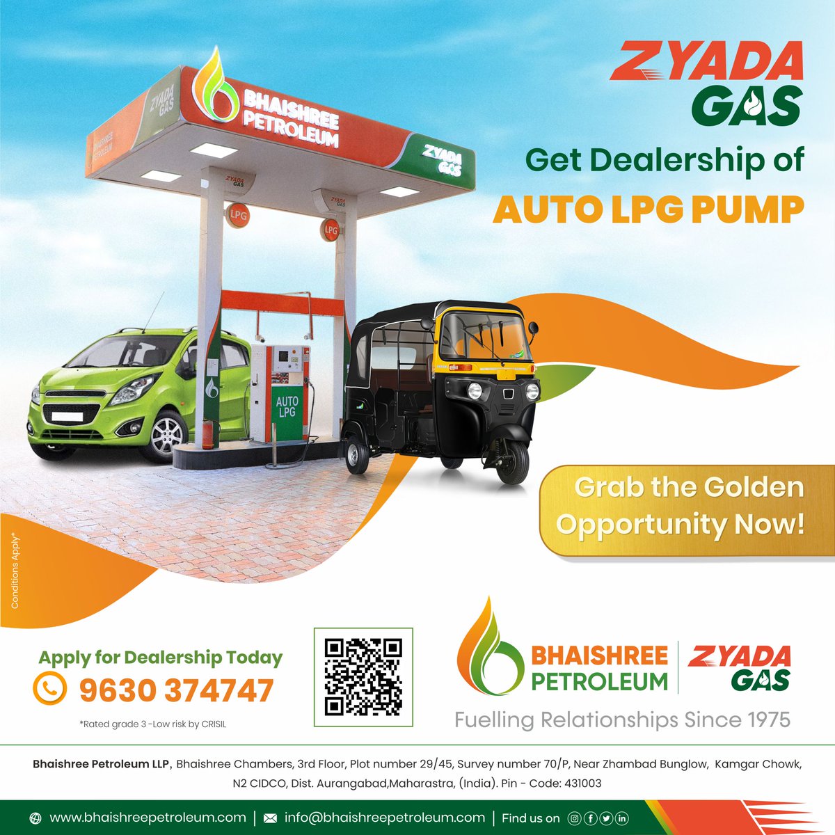 ZyadaGas's tweet photo. Get dealership of Auto LPG Pump, Grab the golden opportunity now ! 
Apply for Dealership Today.  
For more information contact us 096303 74747
#bhaishreepetroleum #zyadagas #bplautolpg #autolpg #bplbulklpg #bulklpg #packedlpg #bplpackedlpg #applytoday #ApplyNow #lpggas #autolpg https://t.co/2FeuWbQhaV
