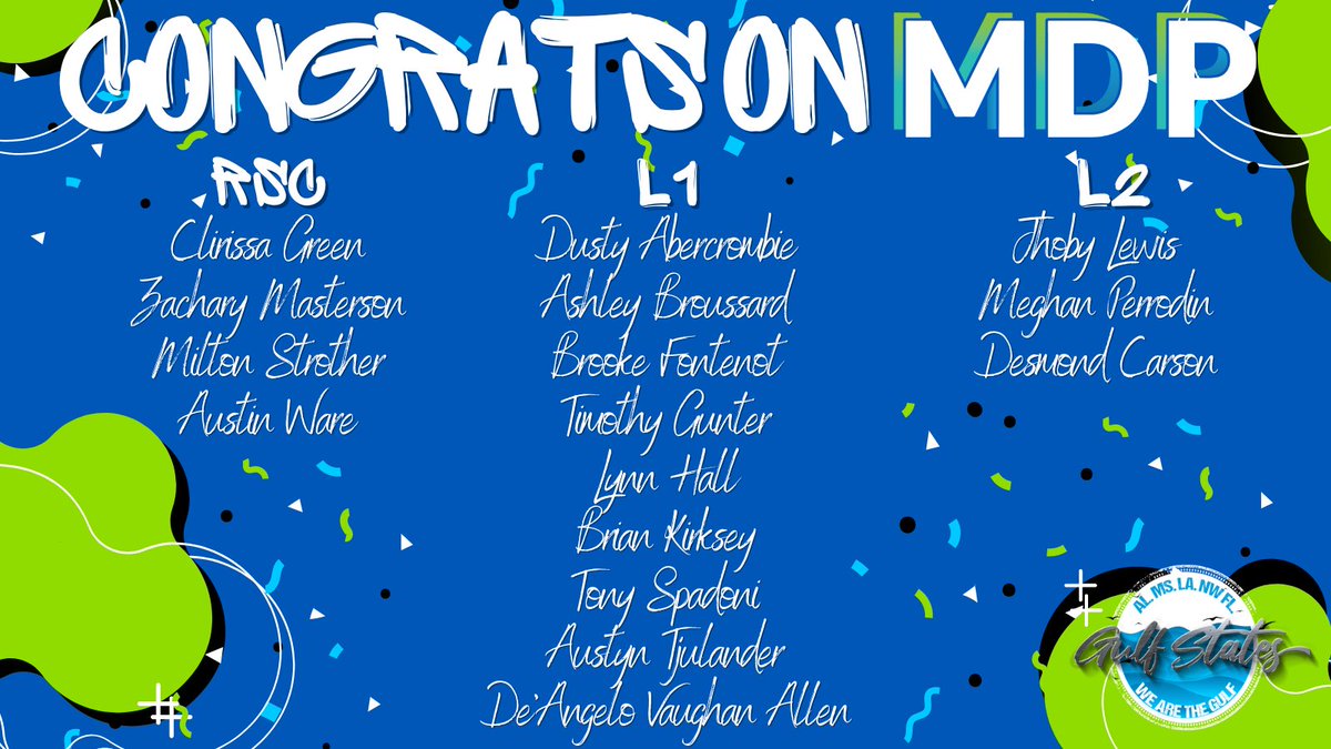 WeAreTheGulf's tweet photo. Fam,

Let's give a BIG congrats to our 2023 MDP participants! There is nothing better than development and personal growth! We know you will all CRUSH IT!

#WeAreTheGulf https://t.co/kHgbH89vAV