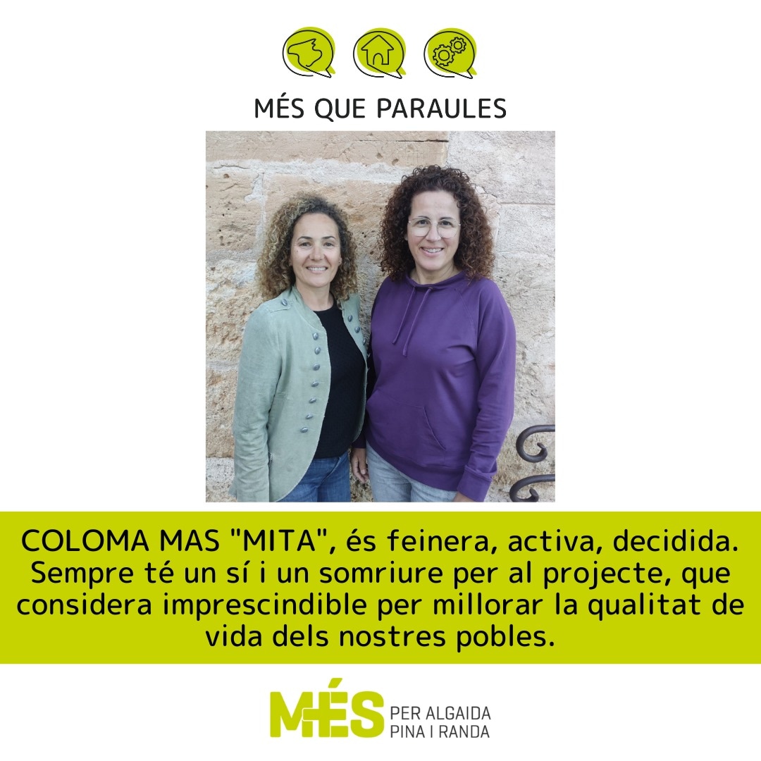 MESperAlgaida's tweet photo. Avui és el moment de la nostra número 3, na Coloma Mas , sempre positiva i a punt per fer feina, té moltes ganes de millorar Algaida, Pina i Randa. #AmbtuMÉS #Mésqueparaules #orgulldequip https://t.co/gXe5Ss2dqp