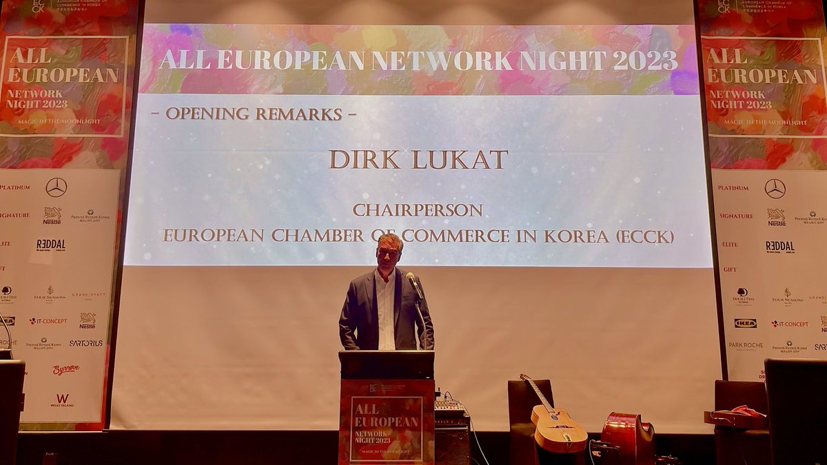ArisVigants's tweet photo. Great #ECCK-European Chamber of #Commerce in Korea “All European Network Night” event today,celebrating EU-Korea 6️⃣0️⃣th anniversary of establishment of diplomatic relations, while meeting with European #business community and #Korean friends!
#EUKorea60years 🇪🇺🤝🇰🇷
#LatviaInKorea https://t.co/vngaxc8aY2