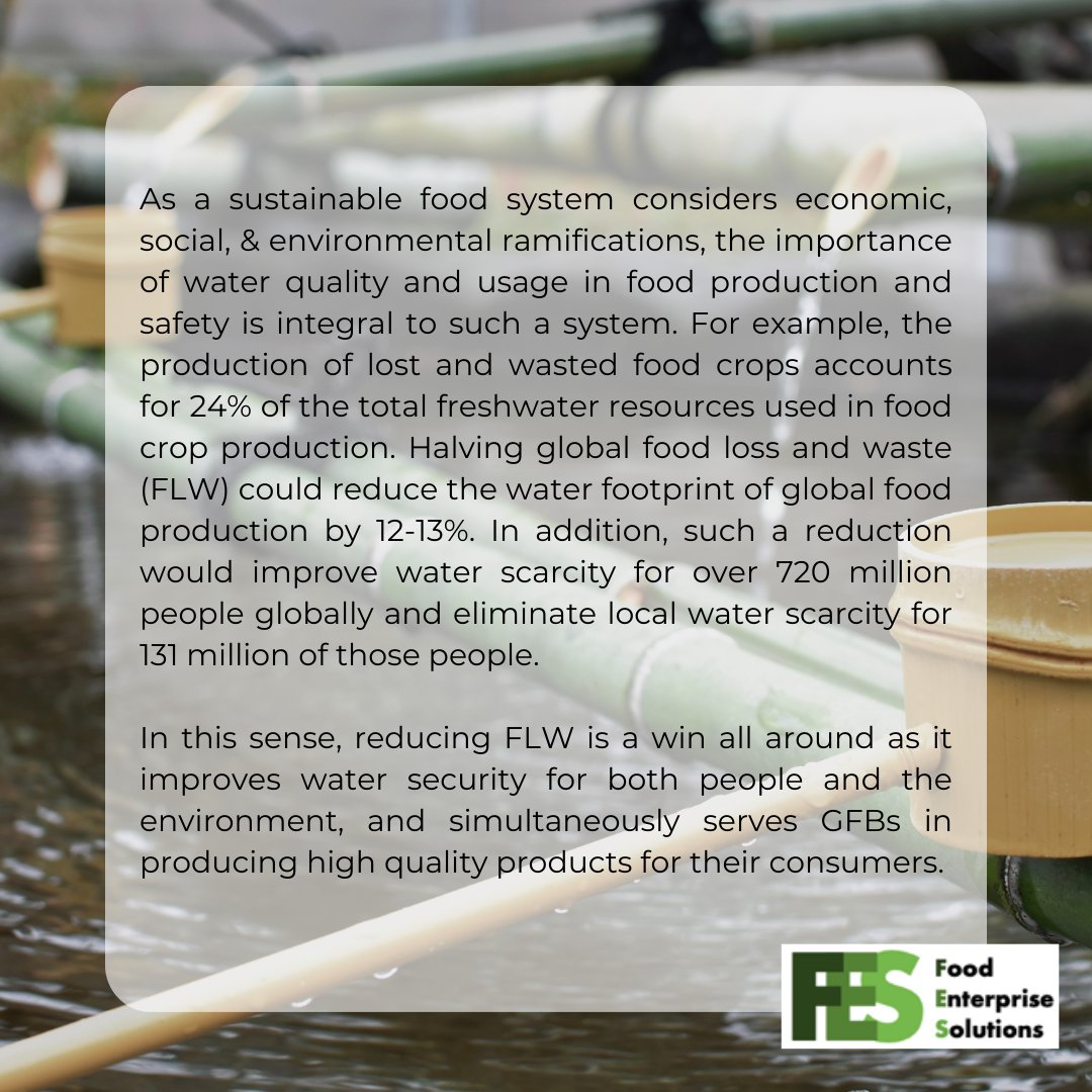 Through @FeedtheFuture BD4FS, funded by @USAID, FES supports GFBs of the agri-food sector to control the sanitary quality of water used in food processing to produce safe products for consumers.

#sustainability #business #foodsafety #freshwater #foodsafetyculture #environment