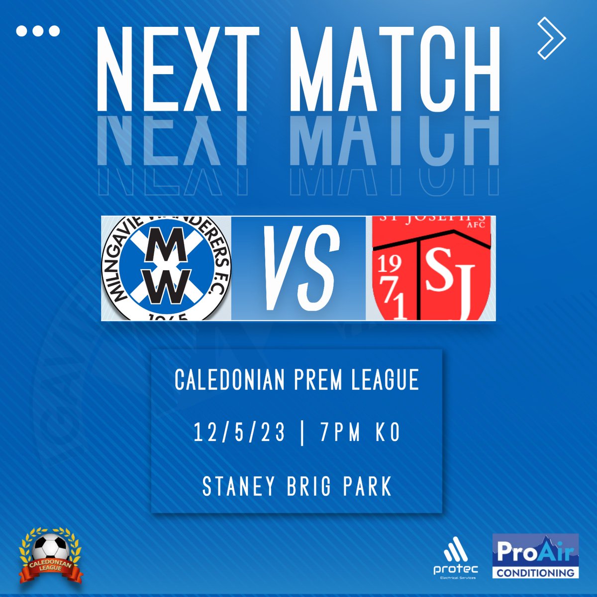 MilngavieW's tweet photo. #FridayFixture

⚽️ - @StJosephsAFC71
🏆 - @CaledonianAFA 
📅 - 12.05.23
⏰ - 7pm
📍 - Staney Brig Park

3 league games left and more points still needed against a top St Joes team.

#MonTheMulguy!

@scottish_aff @proairuk @protec_elec @MediaManThe https://t.co/oaraVle0bu