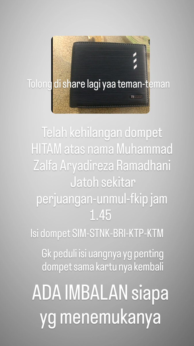 SamarindaUpdate's tweet photo. #InfoSmr Admin, boleh minta tolong bantu share. Dompet saya kehilangan https://t.co/M6u9p0j90D