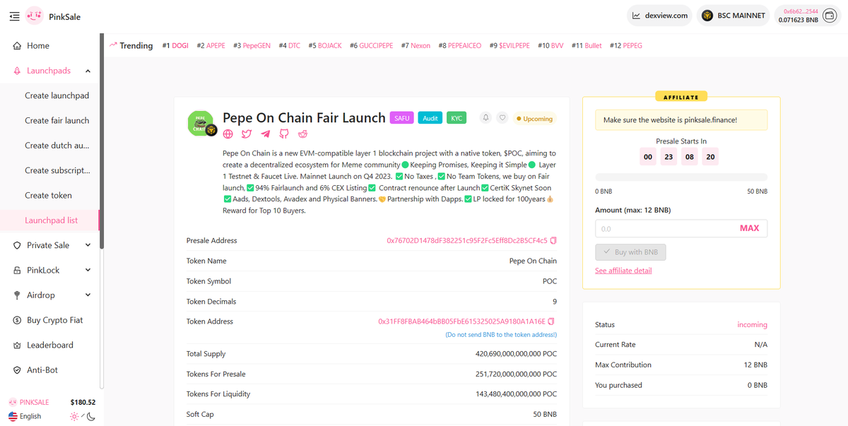pepeonchain's tweet photo. Thank you for the SAFU , Audit and KYC Badge @pinkecosystem @CoinsultAudits .

23 Hours Left for Fair Launch to Start.

https://t.co/GDFnbyA11O

Join Us.
#pepeonchain #pepeecosystem #bsc #memecoin https://t.co/33ttQBS15C