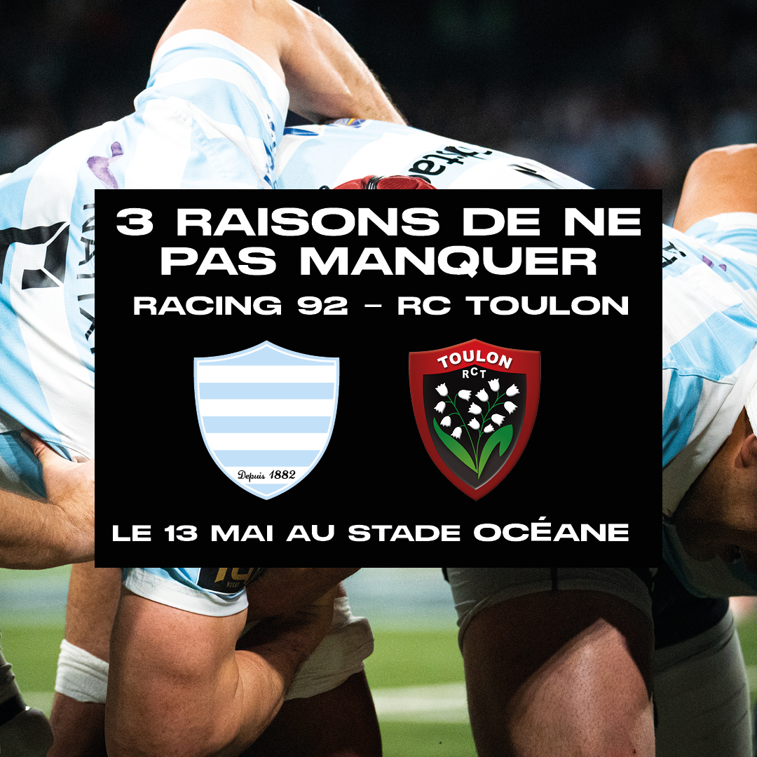 StadeOceane's tweet photo. 🔜 𝐑𝐚𝐜𝐢𝐧𝐠 𝟗𝟐 - 𝐑𝐂 𝐓𝐨𝐮𝐥𝐨𝐧 !

3 raisons pour ne pas manquer le match du @racing92, ce samedi au Stade Océane !

🎟 Pour réserver votre billet : https://t.co/QLHGTmpoOg https://t.co/Efw2yoWshl