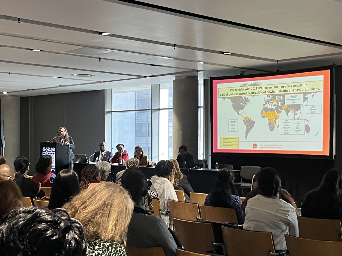 Meighan Mary offers sum of case study of #MPDSR implementation in humanitarian settings. 339,000,000+ ppl impacted by conflict or climate crises. 29 countries undergoing humanitarian appeals contribute: 64% of global maternal deaths; 50% of newborn deaths; and 51% of stillbirths.