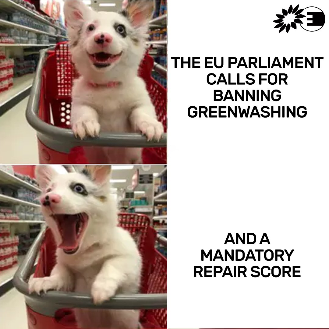 Making life easier for consumers &amp; products more sustainable!🥳

Today, the <a href="/Europarl_EN/">European Parliament</a> voted for a mandatory repair score on products &amp; a ban on greenwashing.

Consumers need to know which devices are easy to repair and which products are truly sustainable.