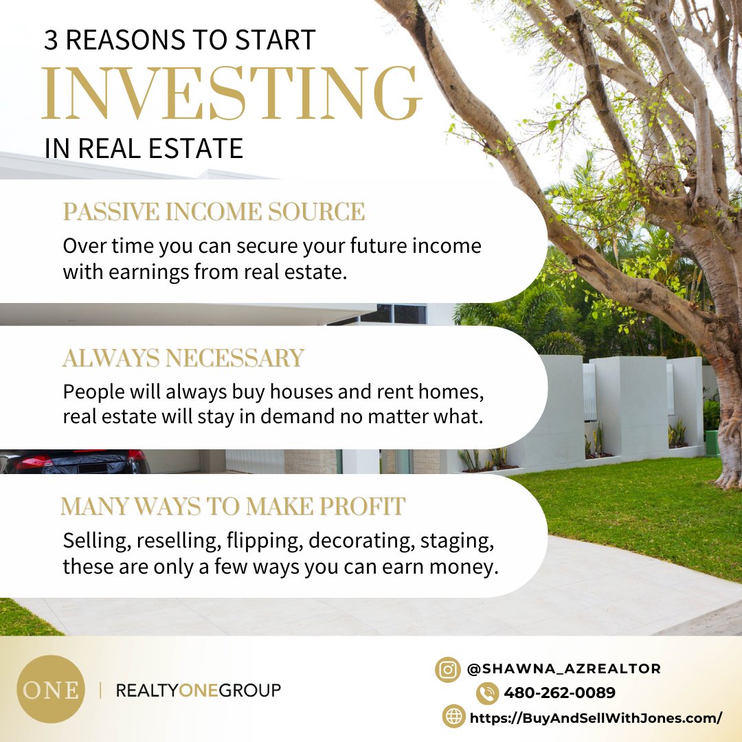 3️⃣ Reasons to Invest in Real Estate: 💰Passive Income, 🏠Evergreen Demand, 🔄Multiple Profit Paths - Secure your future! 🚀

#realestate
#phoenix
#realtor
#phoenixaz
#arizonahomes
#chandlerrealtor
#peoriaaz
#phoenixrealestateagent
#arizona
#scottsdale
#glendaleaz