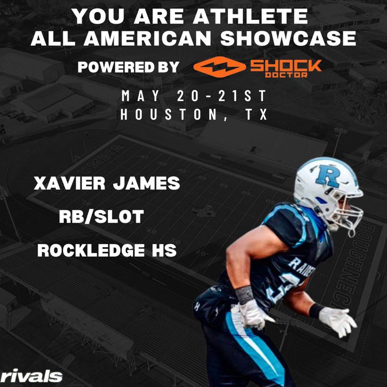 Xavier “Buddha” James (@buddha_james33) on Twitter photo Can’t wait to represent next weekend in Houston!! #AllAmericanShowcase Thank you <a href="/youareathlete/">You Are Athlete</a> ‼️ <a href="/ShockDoctor/">Shock Doctor</a> <a href="/Rivals/">Rivals</a> <a href="/RockFootball1/">Rockledge Football</a> <a href="/CoachYounger14/">Wayne Younger</a> <a href="/VSNflorida/">Varsity Sports Nation</a> <a href="/larryblustein/">Blustein Recruiting</a> <a href="/Dwight_XOS/">Dwight Thomas - Catapult Sports</a> <a href="/Jeff_XOS/">Jeff Martin - Catapult</a> <a href="/PrepRedzoneFL/">Prep Redzone Florida</a> <a href="/FCProspects_/">First Class Prospects</a> <a href="/247recruiting/">247Sports Recruiting</a> <a href="/EdOBrienCFB/">EdOBrienCFB</a> <a href="/Jayasii/">Jaylen “Ap” Heyward</a> Can’t wait to represent next weekend in Houston!! #AllAmericanShowcase Thank you <a href="/youareathlete/">You Are Athlete</a> ‼️ <a href="/ShockDoctor/">Shock Doctor</a> <a href="/Rivals/">Rivals</a> <a href="/RockFootball1/">Rockledge Football</a> <a href="/CoachYounger14/">Wayne Younger</a> <a href="/VSNflorida/">Varsity Sports Nation</a> <a href="/larryblustein/">Blustein Recruiting</a> <a href="/Dwight_XOS/">Dwight Thomas - Catapult Sports</a> <a href="/Jeff_XOS/">Jeff Martin - Catapult</a> <a href="/PrepRedzoneFL/">Prep Redzone Florida</a> <a href="/FCProspects_/">First Class Prospects</a> <a href="/247recruiting/">247Sports Recruiting</a> <a href="/EdOBrienCFB/">EdOBrienCFB</a> <a href="/Jayasii/">Jaylen “Ap” Heyward</a>