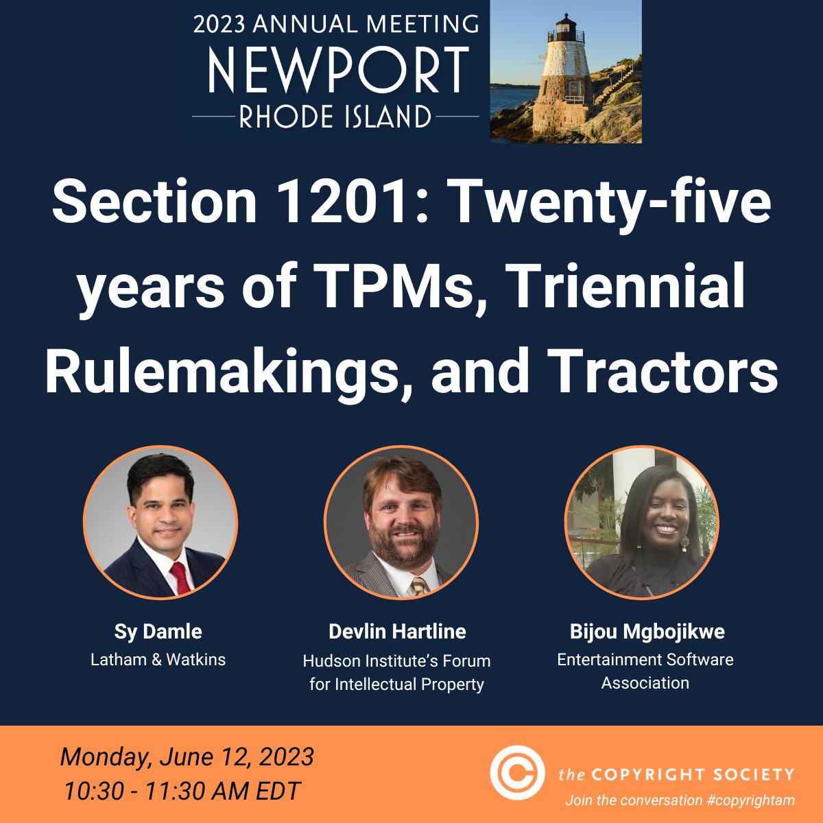 copyrightsoc's tweet photo. Join us for the Annual Meeting on June 11-13 in Newport! We have a fantastic lineup planned! See the full agenda and register online: https://t.co/YliURNZMDH

@lathamwatkins @theESA @devlinhartline @SyDamle 

#copyrightam #copyright #copyrightsociety #copyrightlaw #networking https://t.co/LLnrvDOuoV