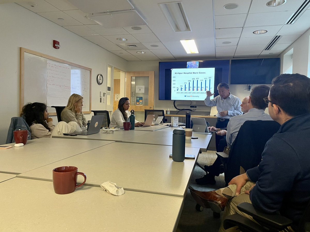 @HarvardPGSSC Morning Report: In awe of the work Dr. Shankar Rai and his team are doing in Burn Care in Nepal. Lots of great lessons to learn for North-South collaboration for surgical care delivery. #plasticsurgery, #GlobalSurgery, #burns