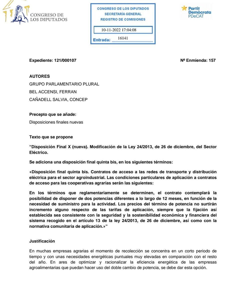 Concep Cañadell (@conceptermens) on Twitter photo El <a href="/Congreso_Es/">Congreso</a> aprova l'esmena n.157 presentada per <a href="/Pdemocratacat/">PDeCAT - Espai CiU</a> al PL de Prevenció de les pèrdues i malbaratament alimentari. Aquesta permet la possibilitat de disposar de dues potències diferents al llarg de 12m mesura reclamada pel sector agroindustrial. <a href="/coopagrariesCAT/">Federació de Cooperatives Agràries de Catalunya</a> El <a href="/Congreso_Es/">Congreso</a> aprova l'esmena n.157 presentada per <a href="/Pdemocratacat/">PDeCAT - Espai CiU</a> al PL de Prevenció de les pèrdues i malbaratament alimentari. Aquesta permet la possibilitat de disposar de dues potències diferents al llarg de 12m mesura reclamada pel sector agroindustrial. <a href="/coopagrariesCAT/">Federació de Cooperatives Agràries de Catalunya</a>