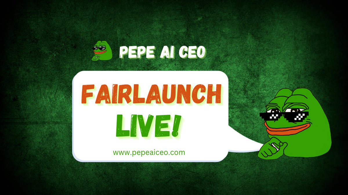 PEPE_AI_CEO's tweet photo. 🚀 Fairlaunch Live Now on Pinksale!

🚀We are the first Certik Audited PEPE Token with AI and CEO.

🔥Certik Audit link below,
https://t.co/IfUHFgYqMy

🚀 KYC+🚀Audit+🚀SAFU+🚀Doxx

🚀 Fairlaunch : https://t.co/bVYVZxNxnS https://t.co/Hnn3CeHQPA