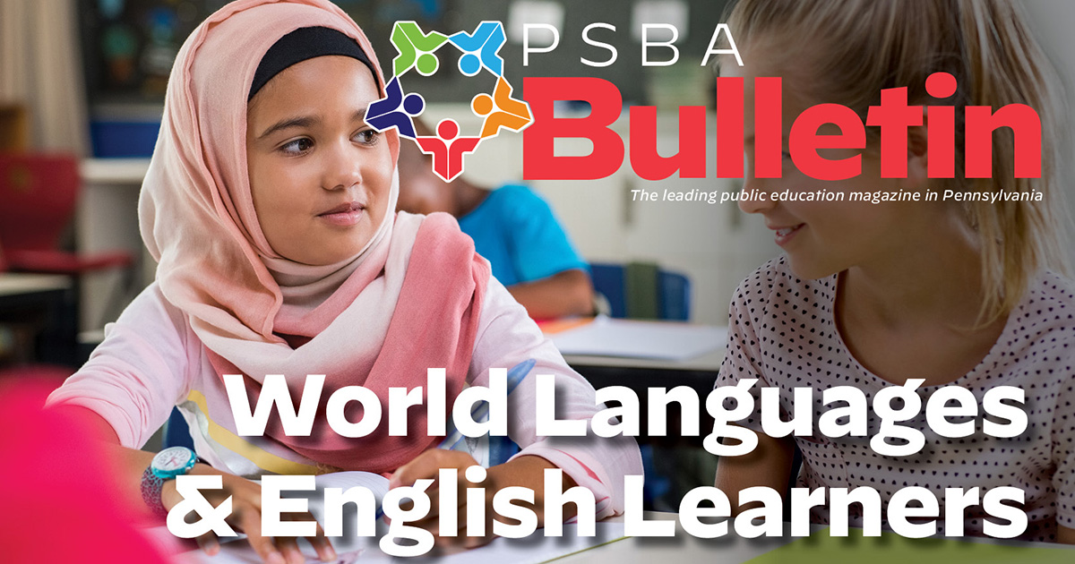 PSBA's tweet photo. The May/June issue of #PSBABulletin is here! This issue covers world languages, why they are essential to study, and how we can best support English Learners and their families. Members may read a digital copy on https://t.co/R0aF8q4MEn, and look for your hard copy in the mail! https://t.co/AfIbk4rbO5