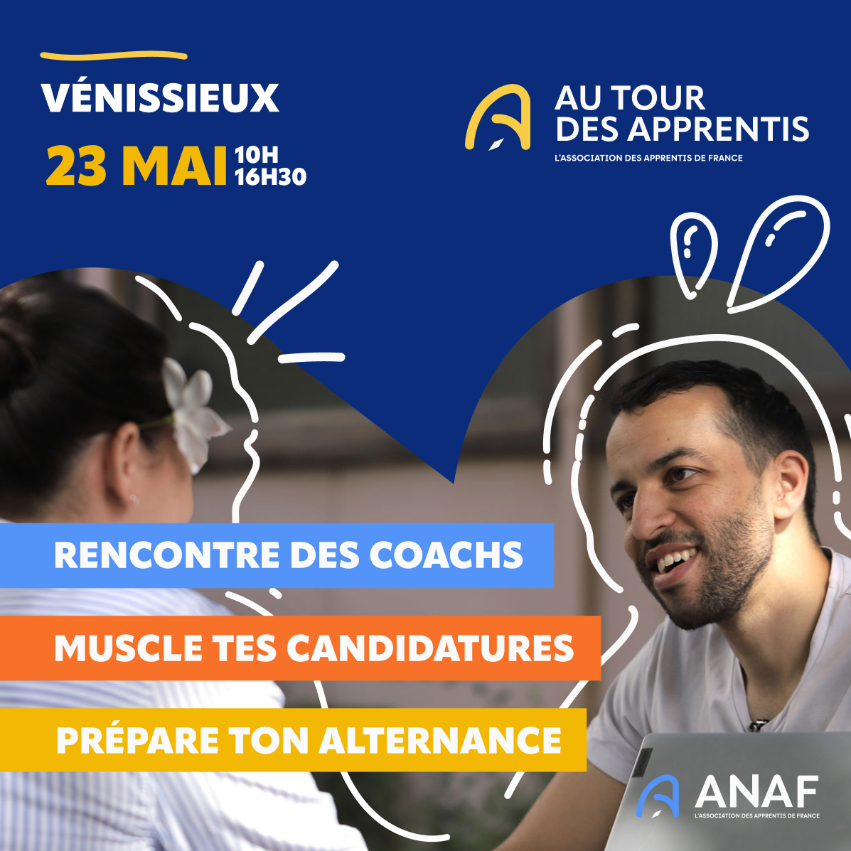 📢 <a href="/AURAOrientation/">Auvergne-Rhône-Alpes Orientation</a> soutient le passage du Tour des Apprentis à Vénissieux, organisé par l’<a href="/anaf_fr/">Association des Apprentis de France</a>.

Vous cherchez une alternance ?

Rendez-vous au Manu Village AFPA de  Vénissieux le 23 mai, de 10h à 16h30, pour bénéficier de nombreux conseils.

➡️ bit.ly/42Gs5jM