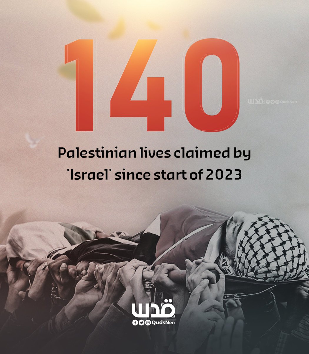 QudsNen's tweet photo. So far this year, 140 Palestinians, including 29 within three days, have been killed by 'Israel'. https://t.co/1dRk0SNAFX
