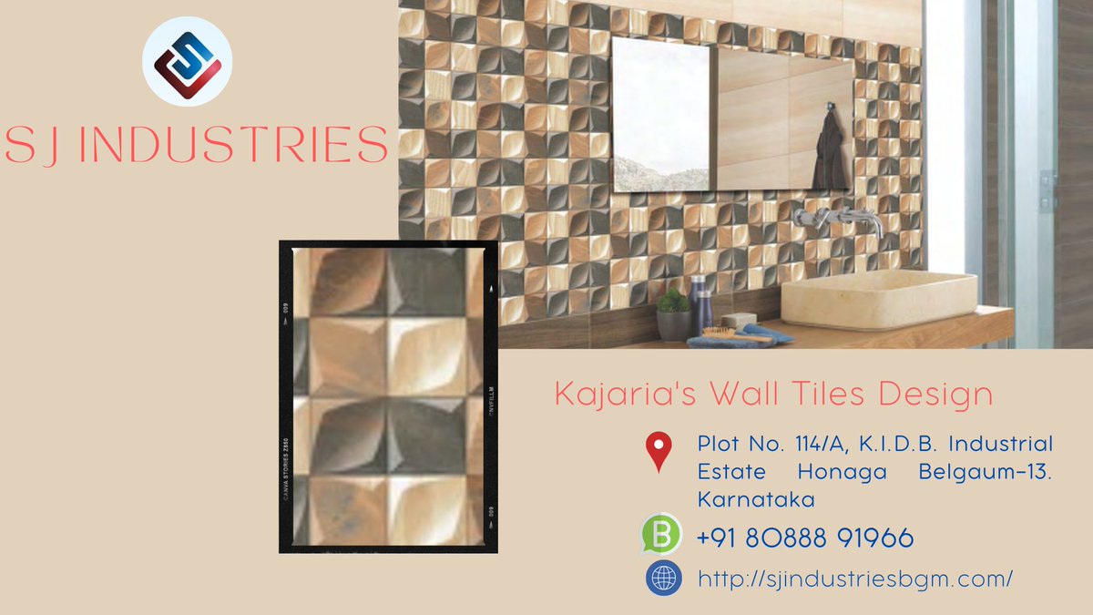 Wide range of Kajaria's Wall tiles Designs are available..
For any requirements call on:  91 80888 91966
#ceramicdealersinbelgaum #tilescompanyinbelgaum #walltiles #sanitaryware #pavers #KajariaCeramics #laminateddoors