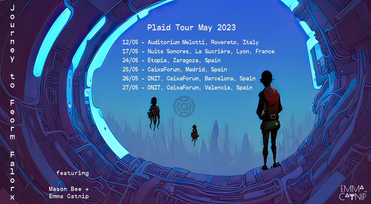 hello! our falorxian summer gathers pace tomorrow in europe, starting in the beautiful city of rovereto. i'll be playing processed guitars alongside @plaidmusic with lush visuals from @emmacatnip - come with us..🐝