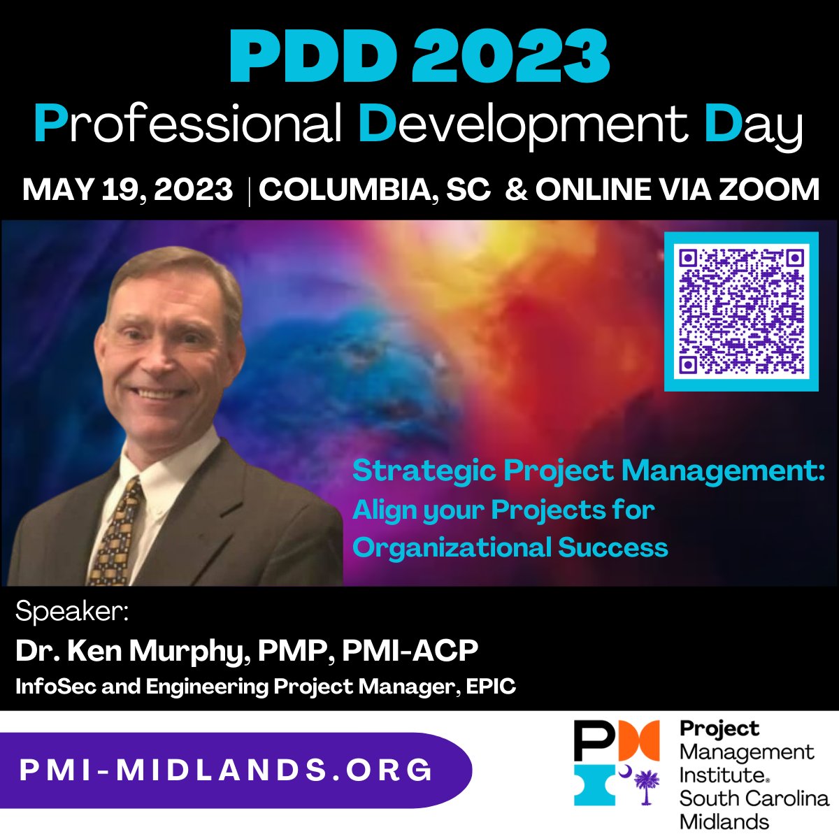 Our PDD 2023 is themed “Beyond the Project Plan” and will include a presentation by Dr. Ken Murphy, PMP, PMI-ACP, InfoSec &amp; Engineering Project Manager for EPIC.

Speakers + Sponsors + Learning + Networking = #PDD2023SC

REGISTER: bit.ly/PDD2023SC