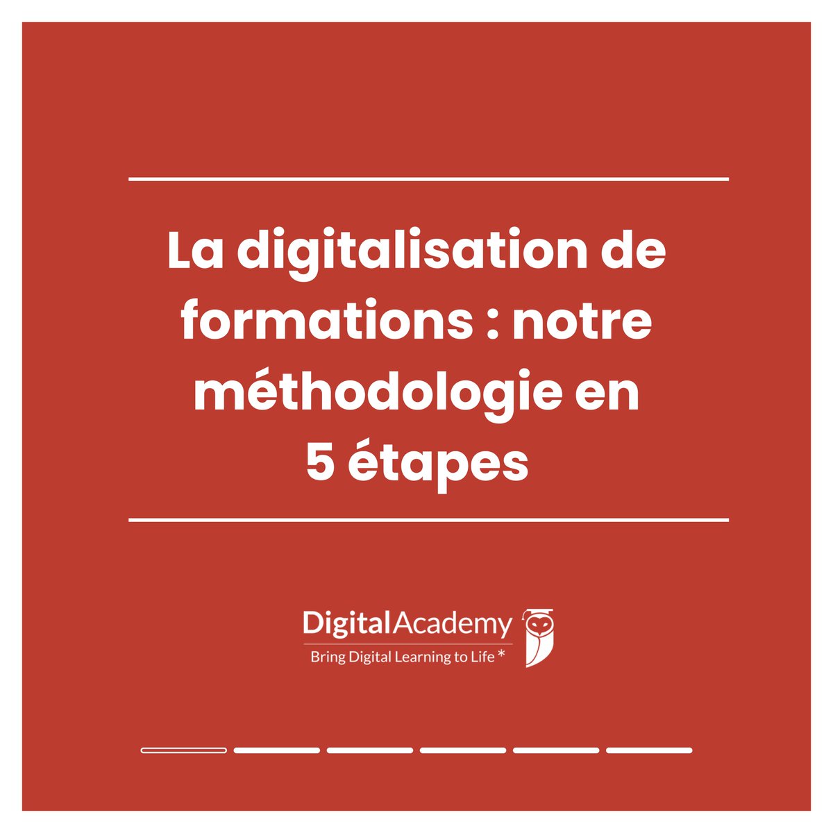 Digital_Ac's tweet photo. Quelle méthode déployer pour réussir la #digitalisation de son organisme de formation ?

Digital Academy intervient auprès d’organismes de #formation ou d’écoles pour la digitalisation de leurs parcours et contenus. https://t.co/niu9CYLF5D