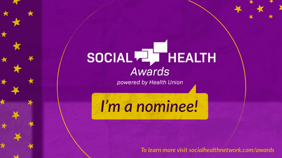 I’m honored to announce that I’m a #SocialHealthAwards nominee! Please take a minute to add your own nomination if I’ve ever helped or supported you!