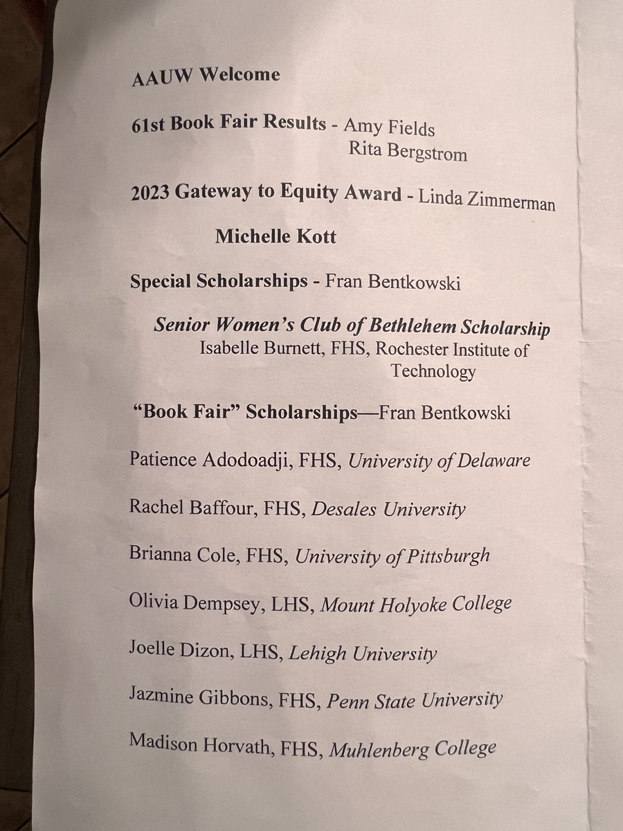 Congratulations to Freedom and Liberty HS Seniors who received AAUW Scholarships at a banquet reception.

BASD would like to thank Fran Bentkowski, former Freedom High School Principal, for her 40 years of service to AAUW and her continued commitment to BASD.

#BASDproud