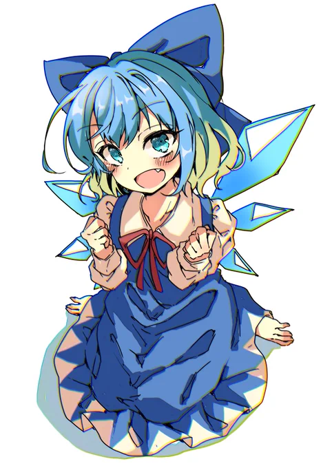 お題フリーなのでチルノちゃん!わくわく! #深夜の真剣お絵描き60分一本勝負  +10minです...